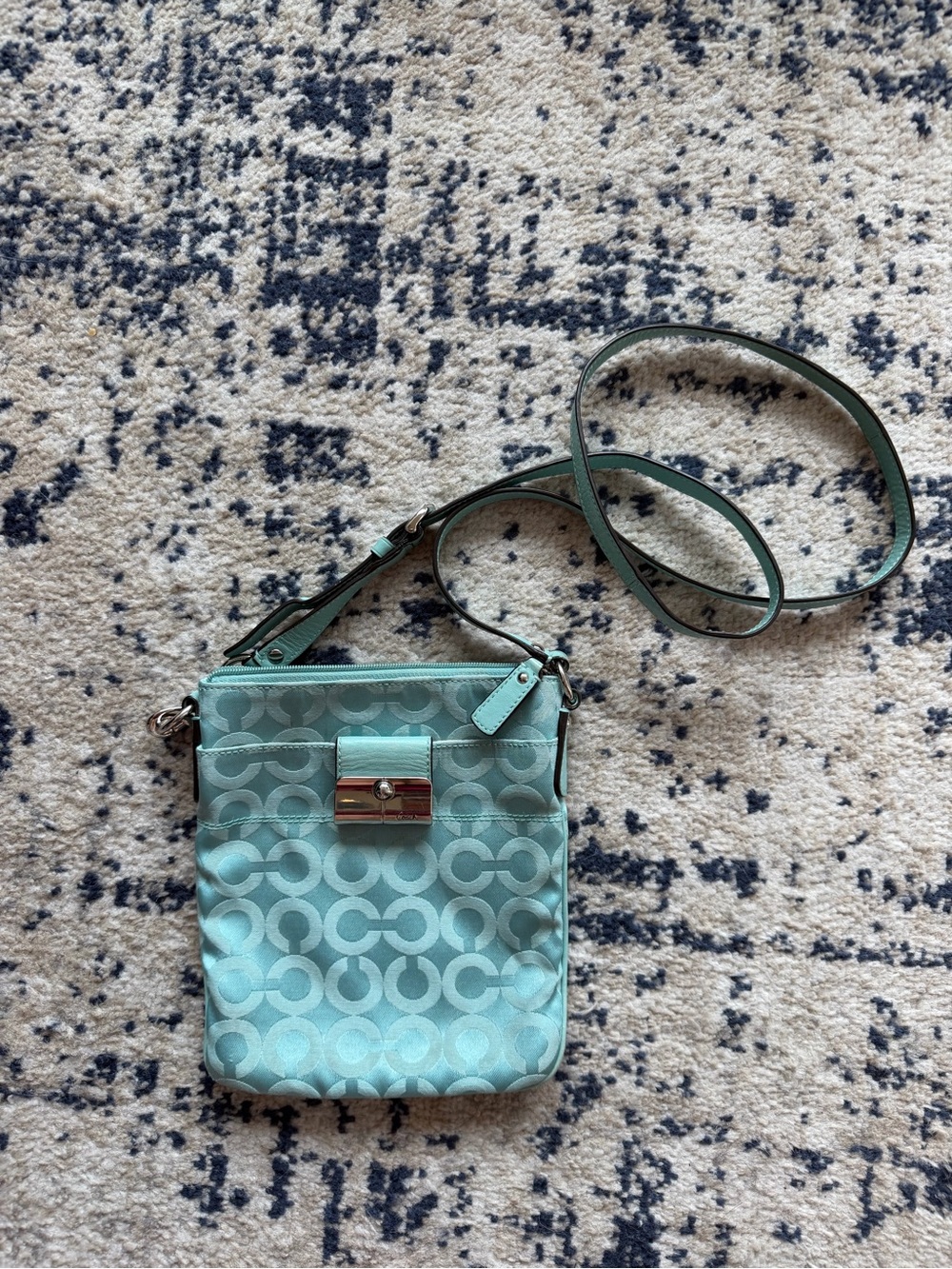 Coach Aqua Signature Crossbody with Silver Hardware